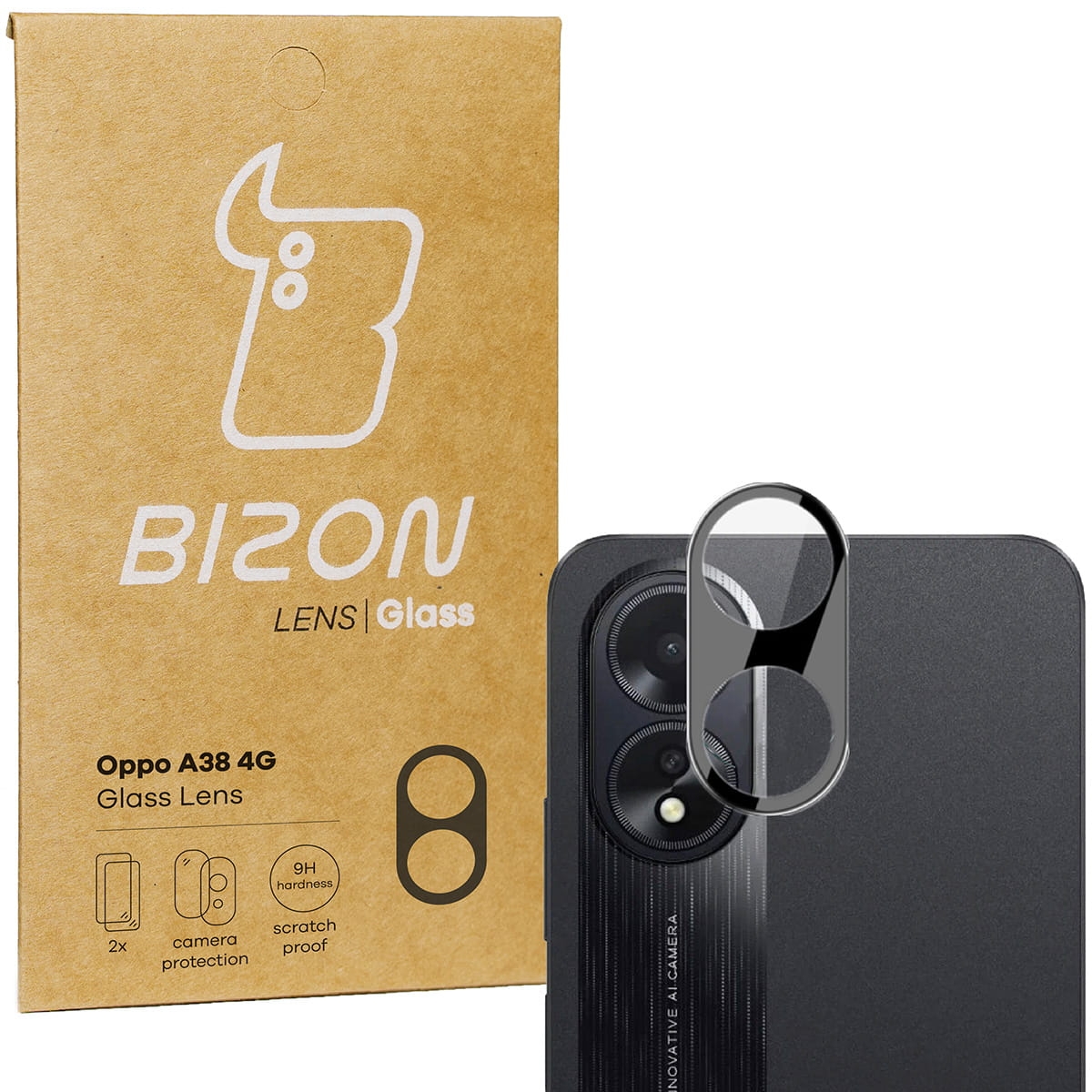 Image of Szkło na aparat Bizon Glass Silk Lens do Oppo A38 4G, 2 sztuki