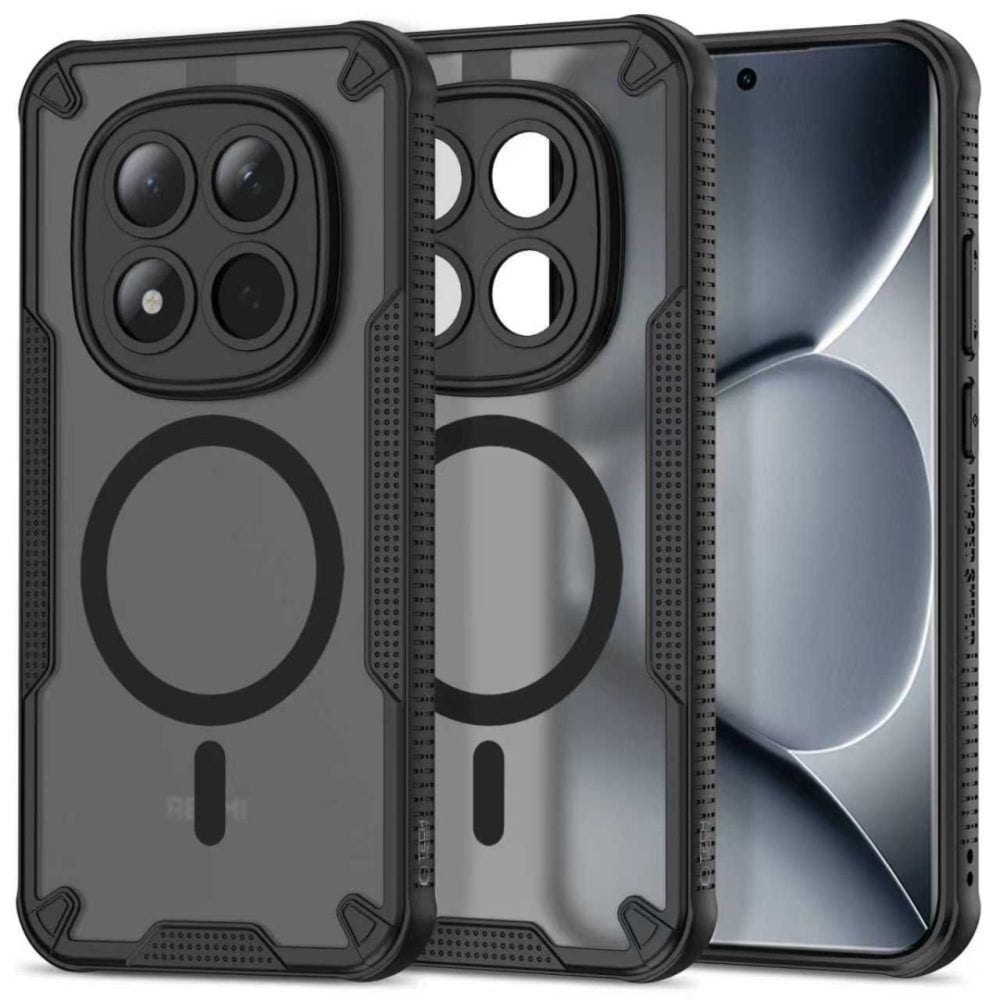 OUTLET: Etui Tech-Protect Rugged Shield MagSafe do Xiaomi Redmi Note 15 Pro 5G, matowe przydymione z czarną ramką