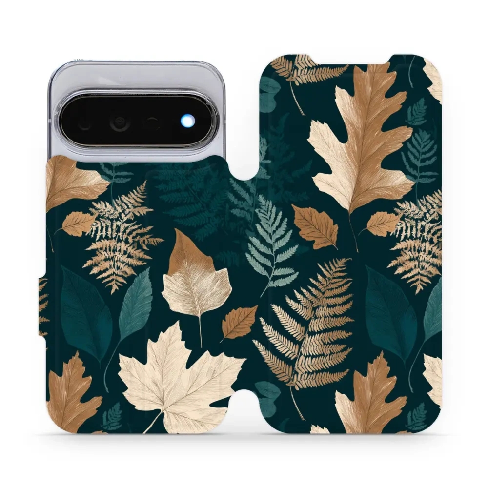 Etui z klapką do Google Pixel 11 Pro, Mobiwear Book, zielnik z liści i paproci
