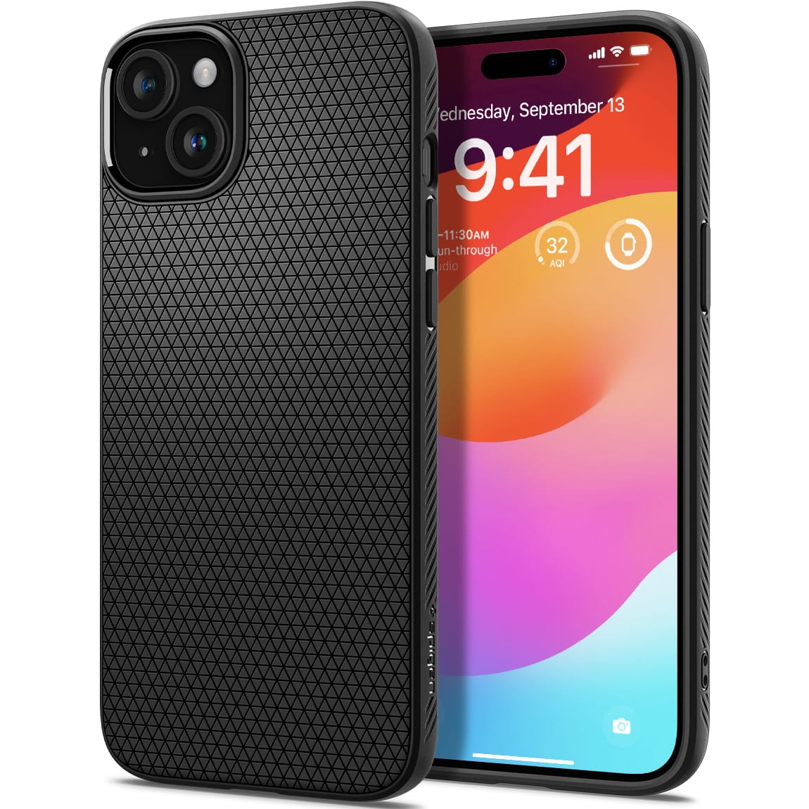 Image of Etui Spigen Liquid Air do iPhone 15 Plus, czarne-matowe