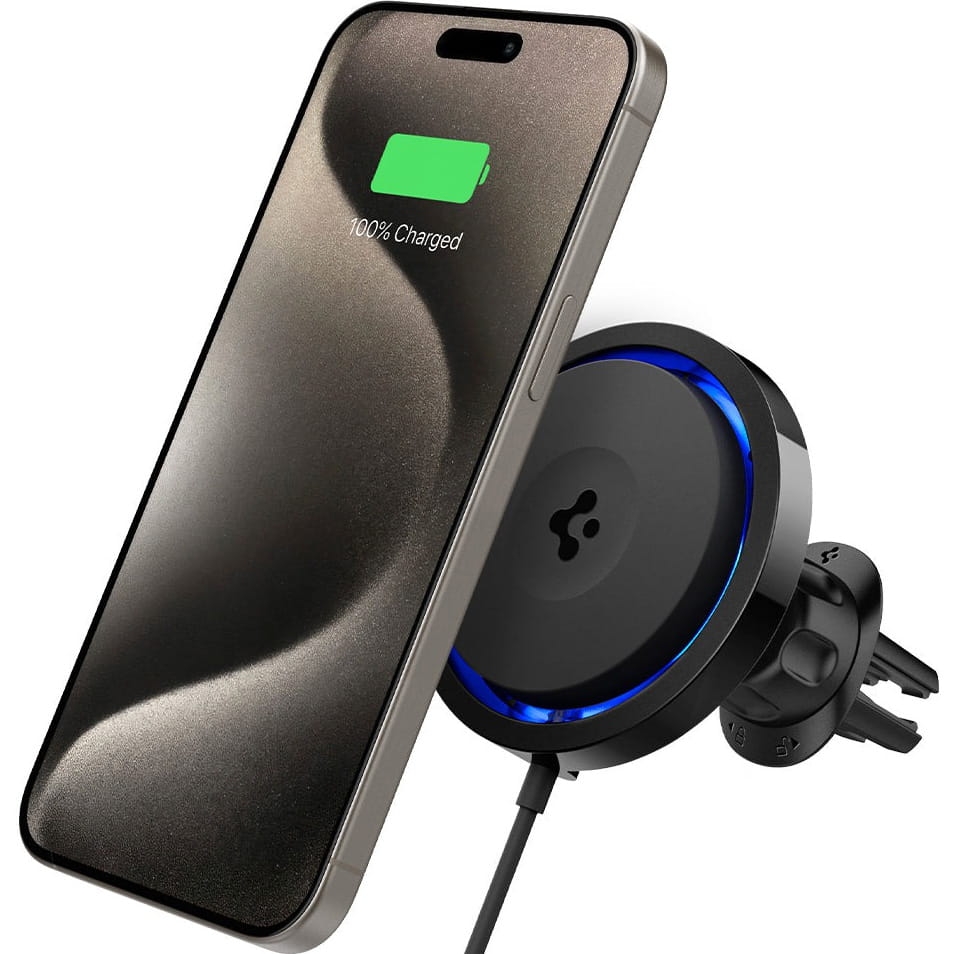 Image of Uchwyt samochodowy Spigen OneTap Pro 3 CryoMax ITS12WC AirVent Clip Qi do MagSafe na kratkę nawiewu, czarny
