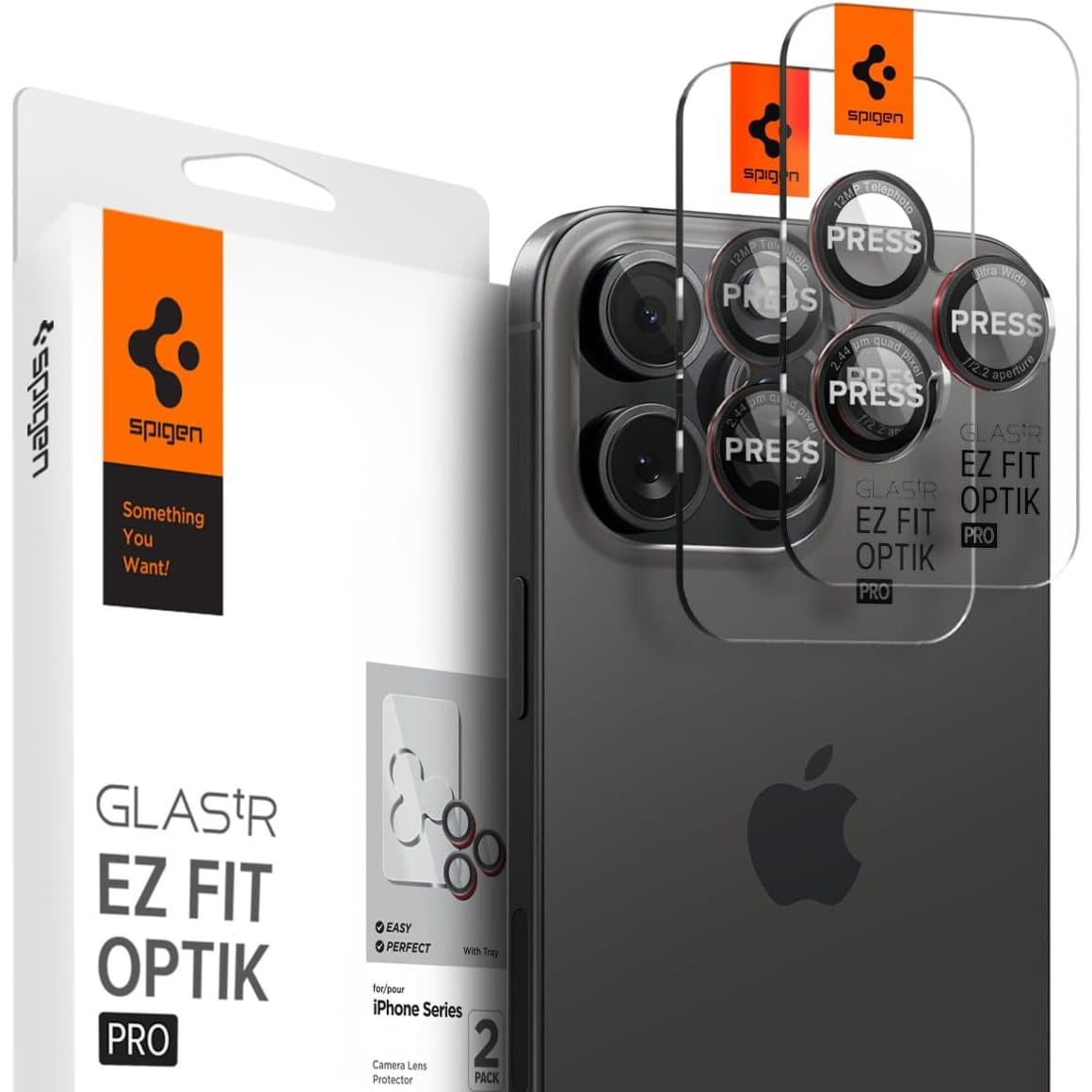 Szkło na aparat Spigen Glas.tR Ez Fit Optik Pro 2-Pack do iPhone 17 Pro Max – 14 Pro, czarno-czerwone (L-Series)