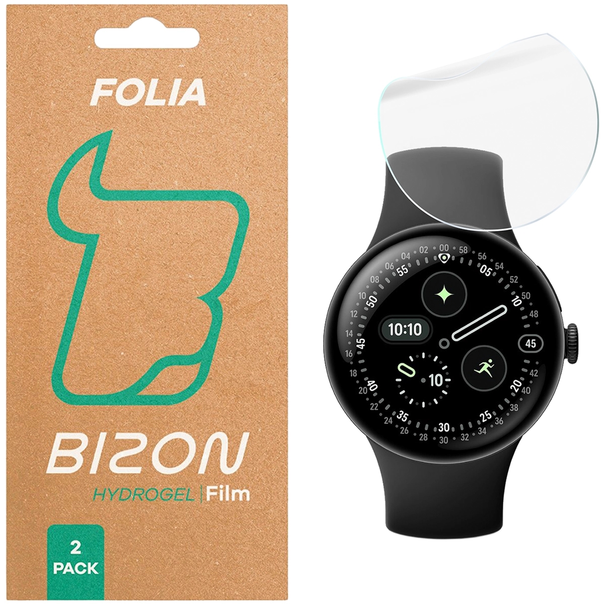 Folia hydrożelowa na ekran Bizon Watch Film Hydrogel Duo do Google Pixel Watch 4 45 mm, 2 sztuki