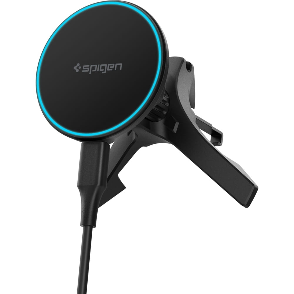 OUTLET: Uchwyt samochodowy Qi2 15W do MagSafe do kratki nawiewu, Spigen Essential EV15MAQ, kabel USB-C, czarny