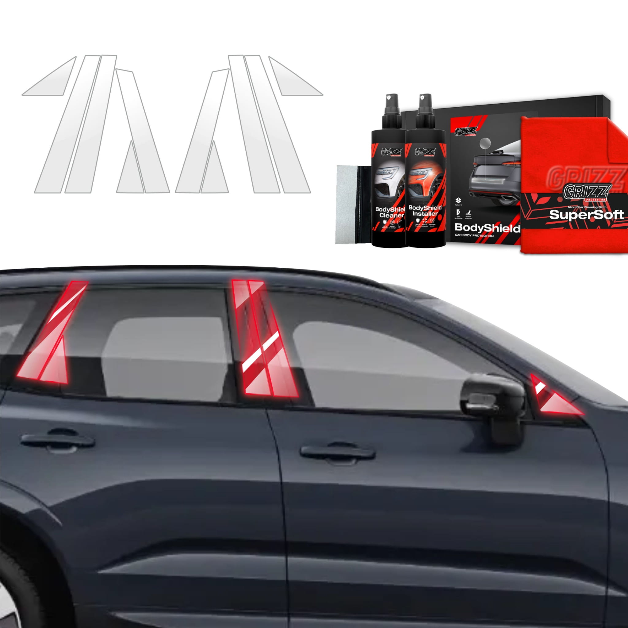 10w1 Folia ochronna Grizz Protector na słupki do Volvo XC60 2 (2022-2026)