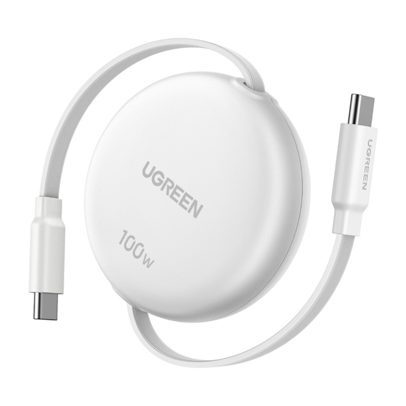 Kabel zwijany Ugreen L531 Nexode USB-C do USB-C, 100W PD, 1 m, biały