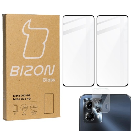 Image of 2x Szkło + szybka na aparat BIZON Edge 2 do Moto G13/G23 4G