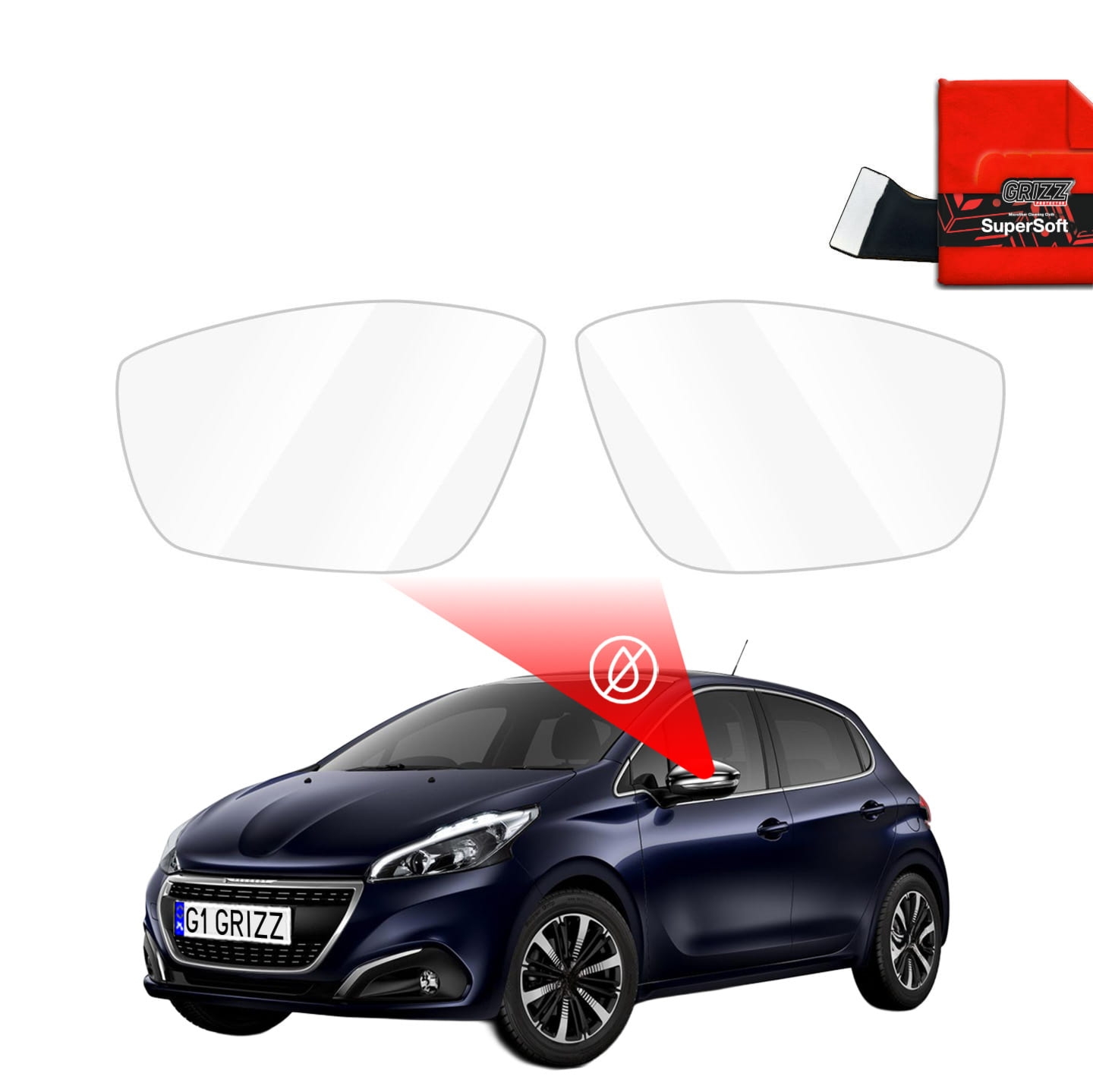 Folia przeciwdeszczowa Grizz Protector na lusterka do Peugeot 208 (2012-2018)
