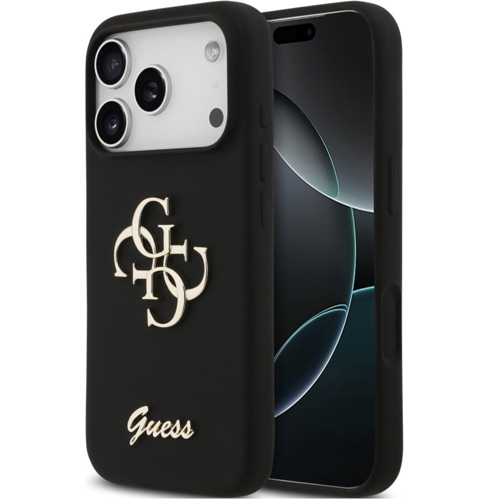 Etui Guess Hardcase Silicone Big 4G Script do iPhone 17 Pro Max, czarne