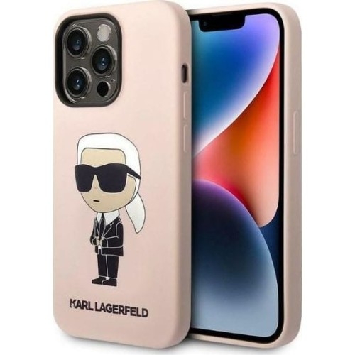 Image of Etui Karl Lagerfeld Hard Case Silicone Ikonik do iPhone 14 Pro, różowe