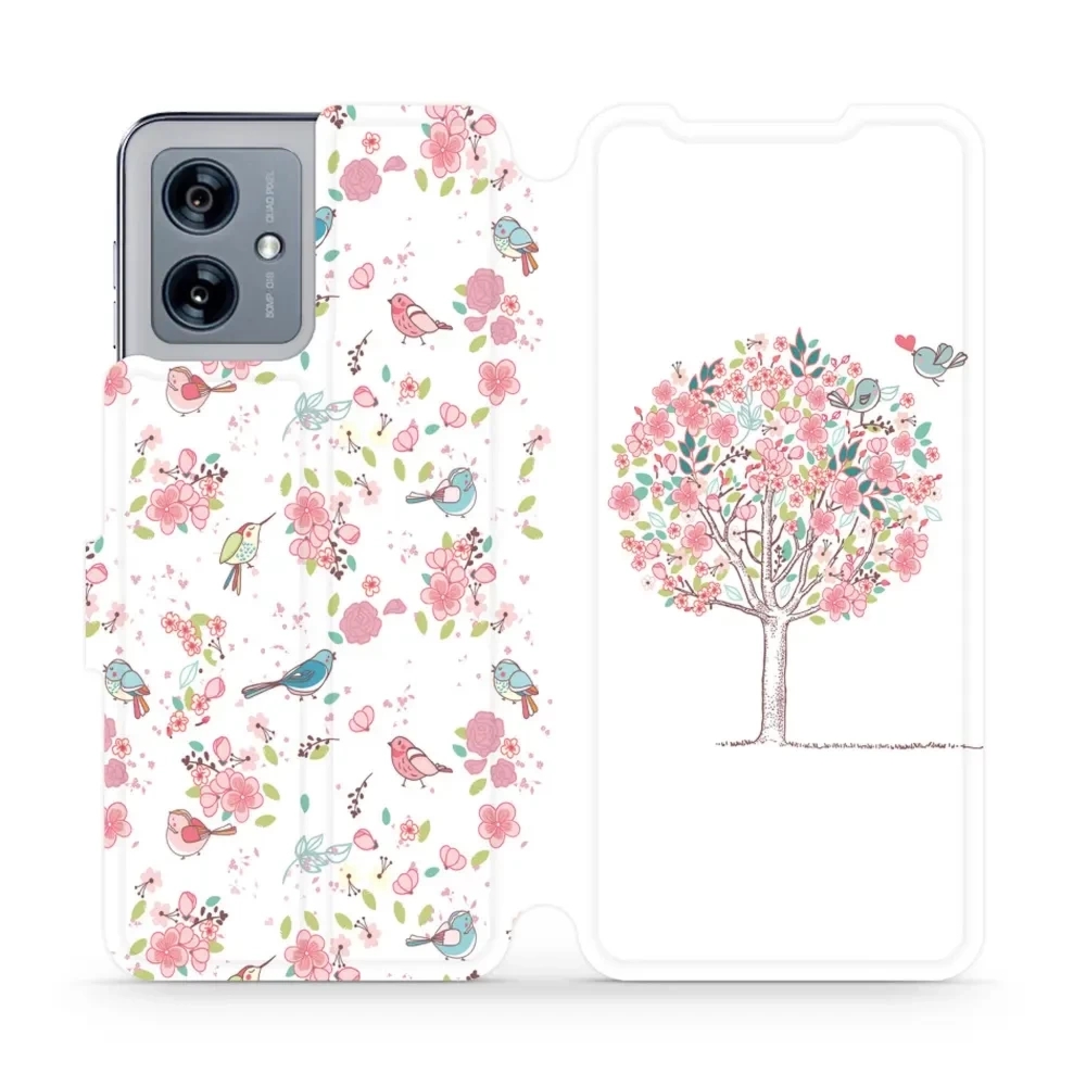 Etui z klapką do Motorola Moto G54 5G, Mobiwear Book, różowy gaj