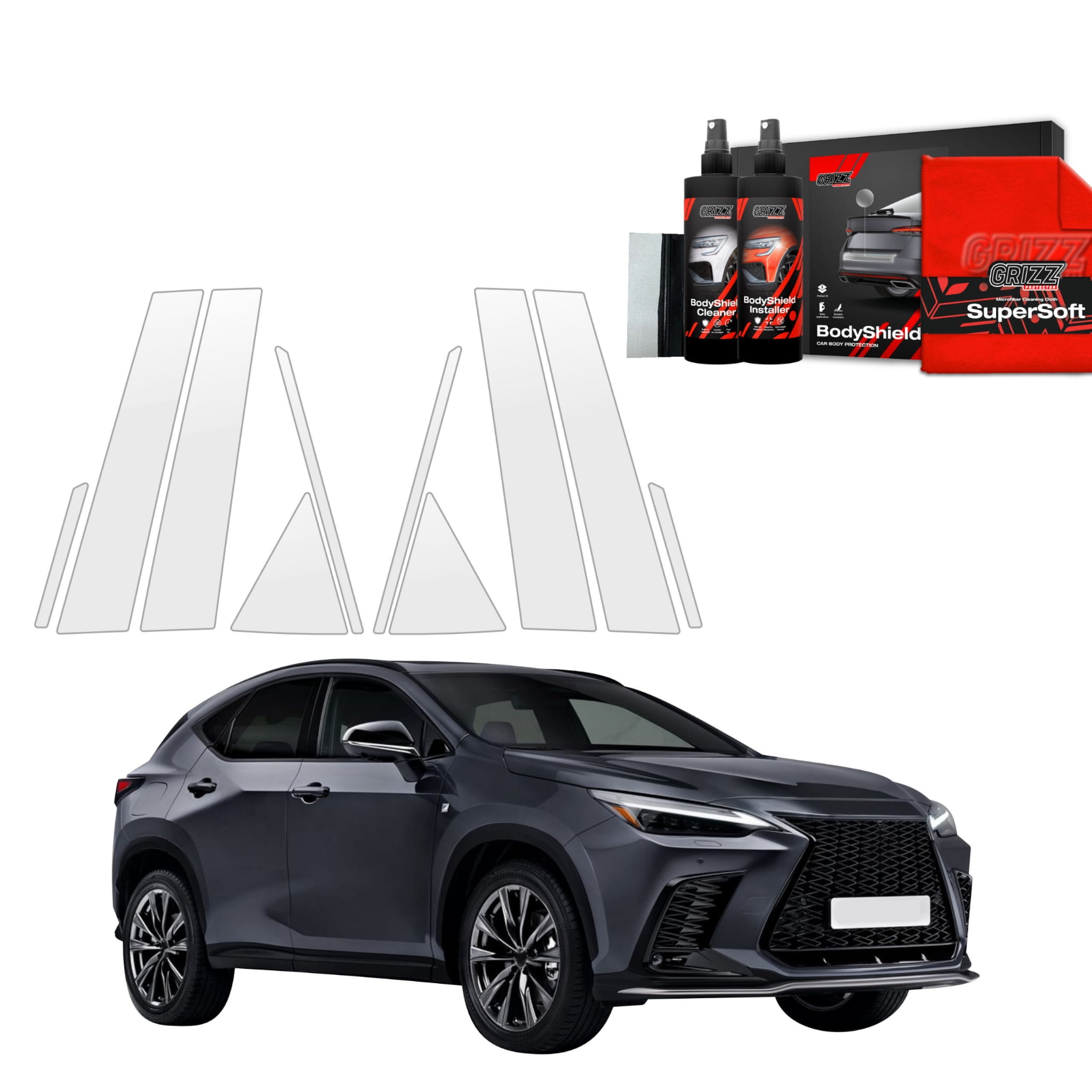 10w1 Folia ochronna na słupki Grizz Protector do Lexus NX 350h (2021-2023)