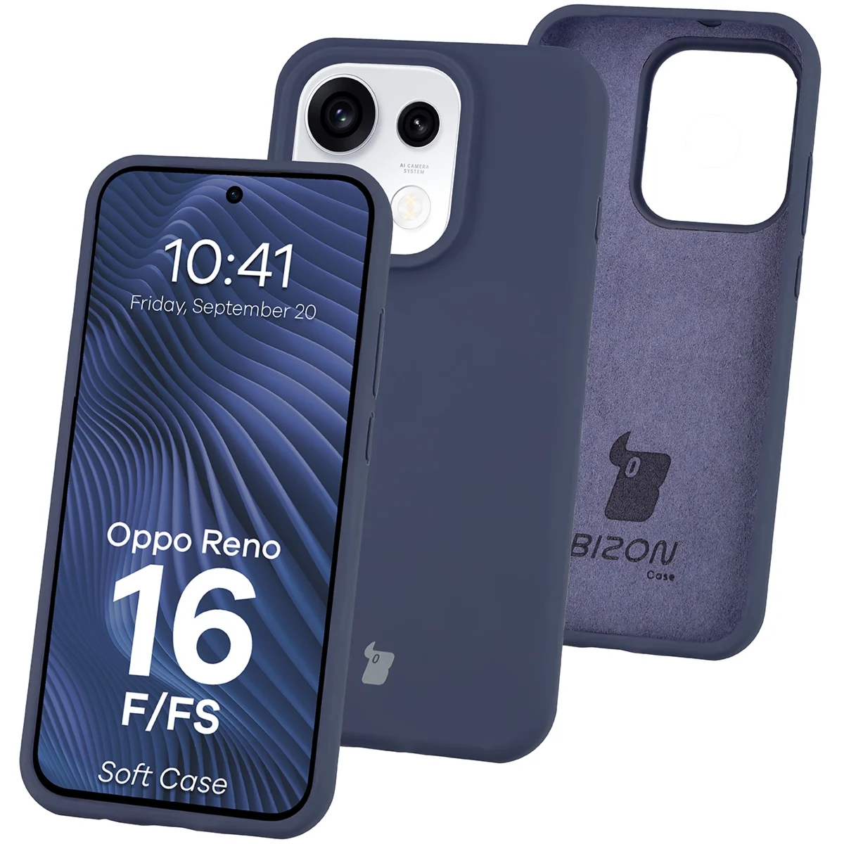 Silikonowe etui Bizon Soft Case do Oppo Reno16 F / Reno16 FS, ciemnoniebieskie