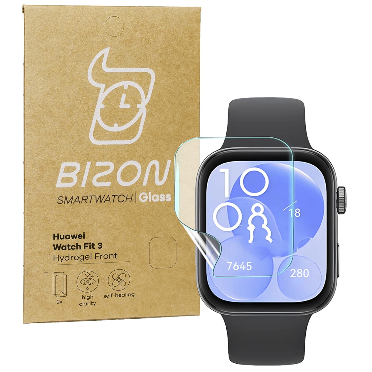 Folia hydrożelowa na ekran Bizon Watch Film Hydrogel Duo do Huawei Watch Fit 3, 2 sztuki