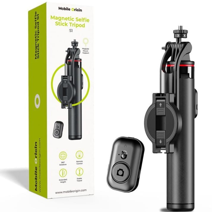 OUTLET: Uchwyt, kijek, statyw Mobile Origin Magnetic Selfie Stick Tripod S1 Bluetooth, czarny