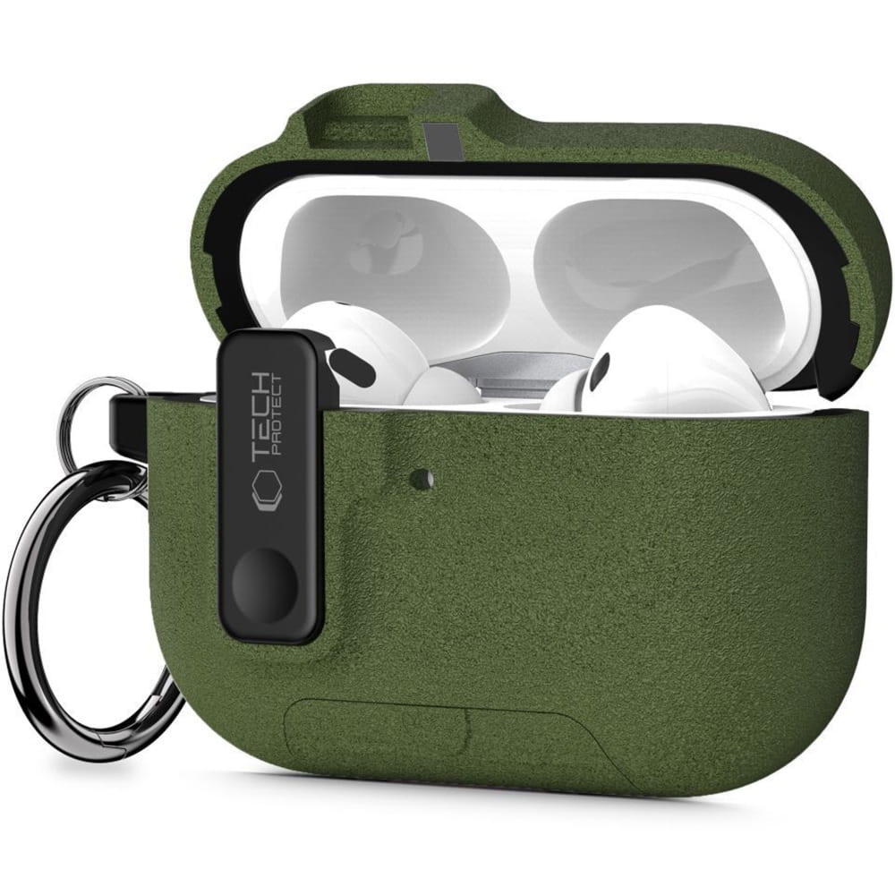 Etui Tech-Protect Slim Hook do Apple AirPods Pro 3, ciemnozielone