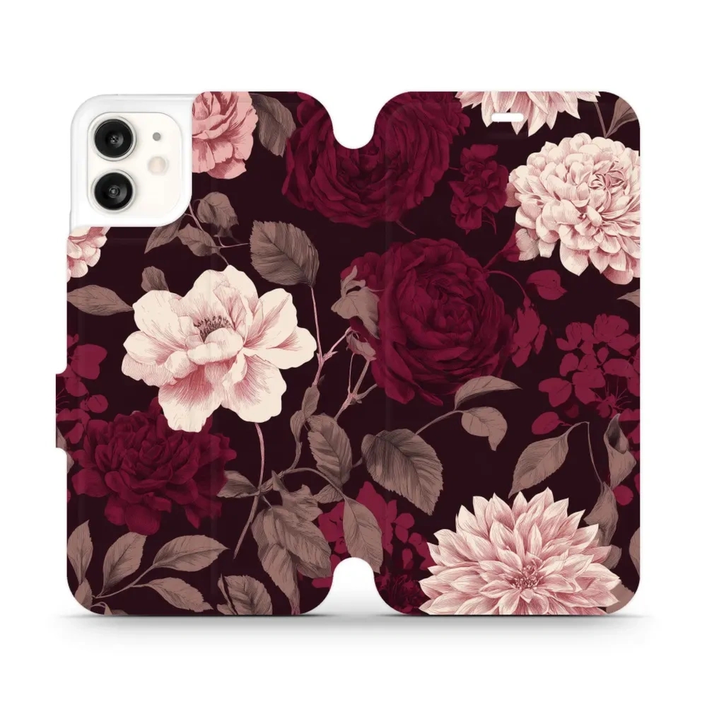 Etui z klapką do iPhone 11, Mobiwear Book, wino i dalie