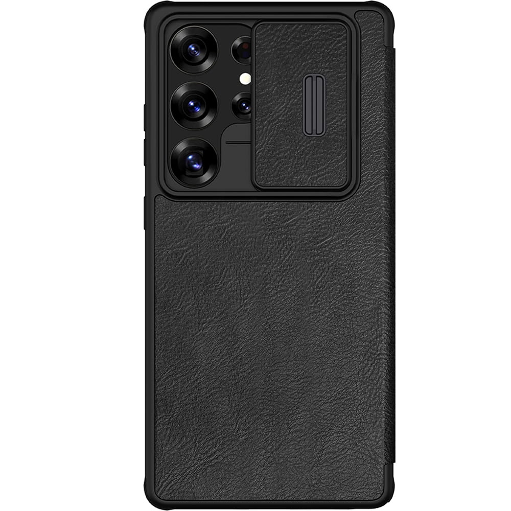 Image of Etui z klapką i ochroną aparatu Nillkin Qin Pro do Galaxy S25 Ultra, czarne