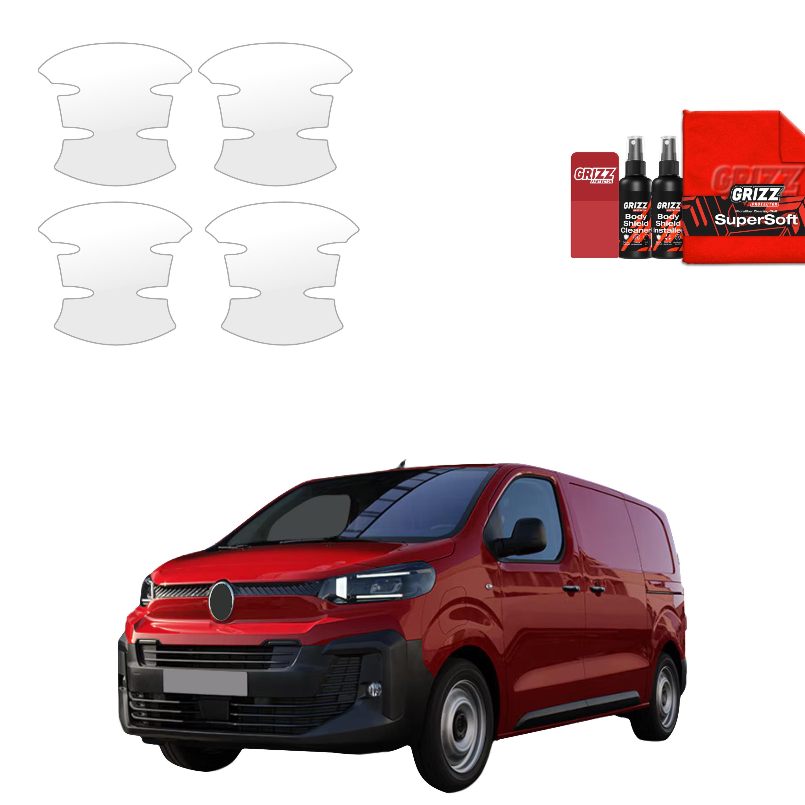 4w1 Bezbarwna folia ochronna Grizz Protector pod klamki Citroen Jumpy (2024-2026)