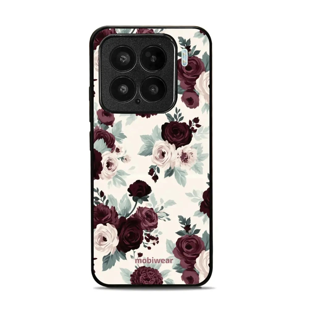 Etui ochronne do Xiaomi 15, Mobiwear Glossy Case, róże z szałwią na kremie