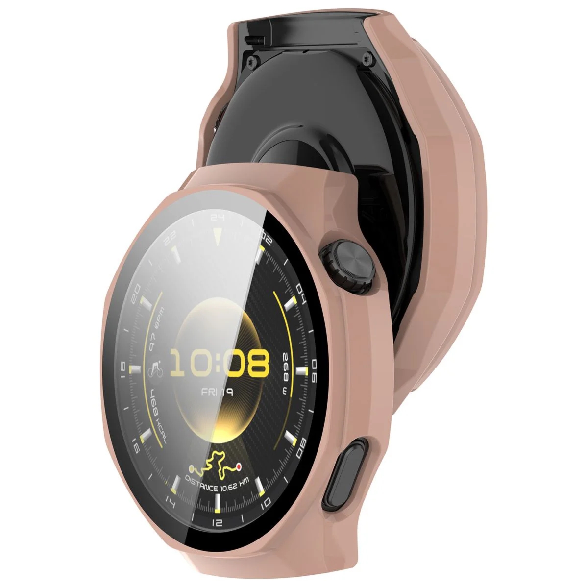 Etui ze szkłem do zegarka Bizon Case Watch Adamo do Huawei Watch GT 7 Pro 46 mm, różowe