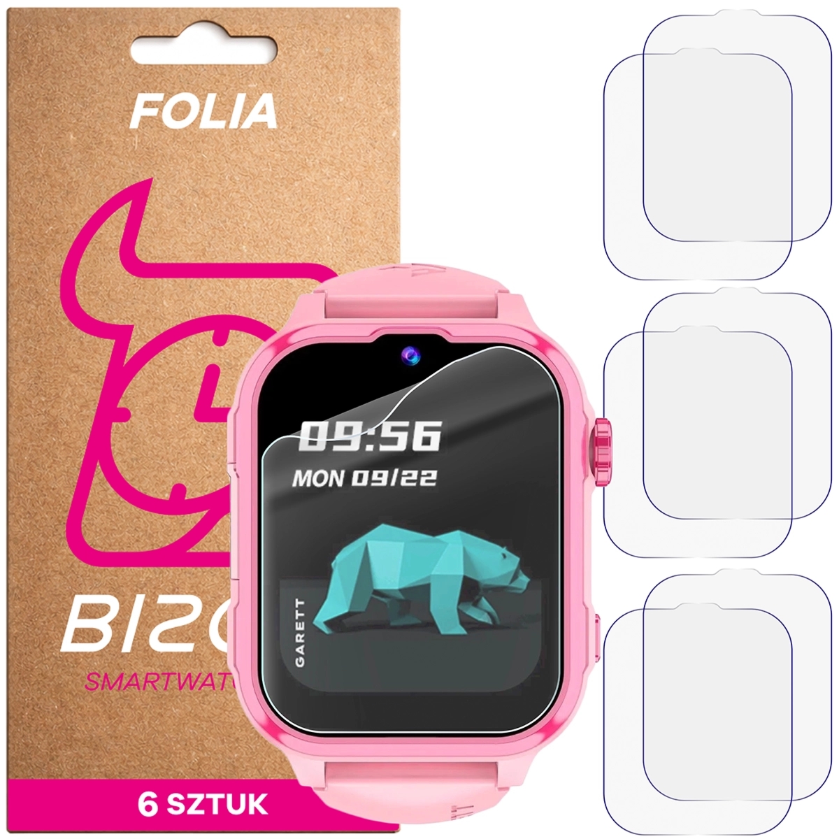 Folia ochronna na ekran zegarka Bizon Watch Film HydroFlex do Garett Kids Hero Pro 4G, 6 sztuk