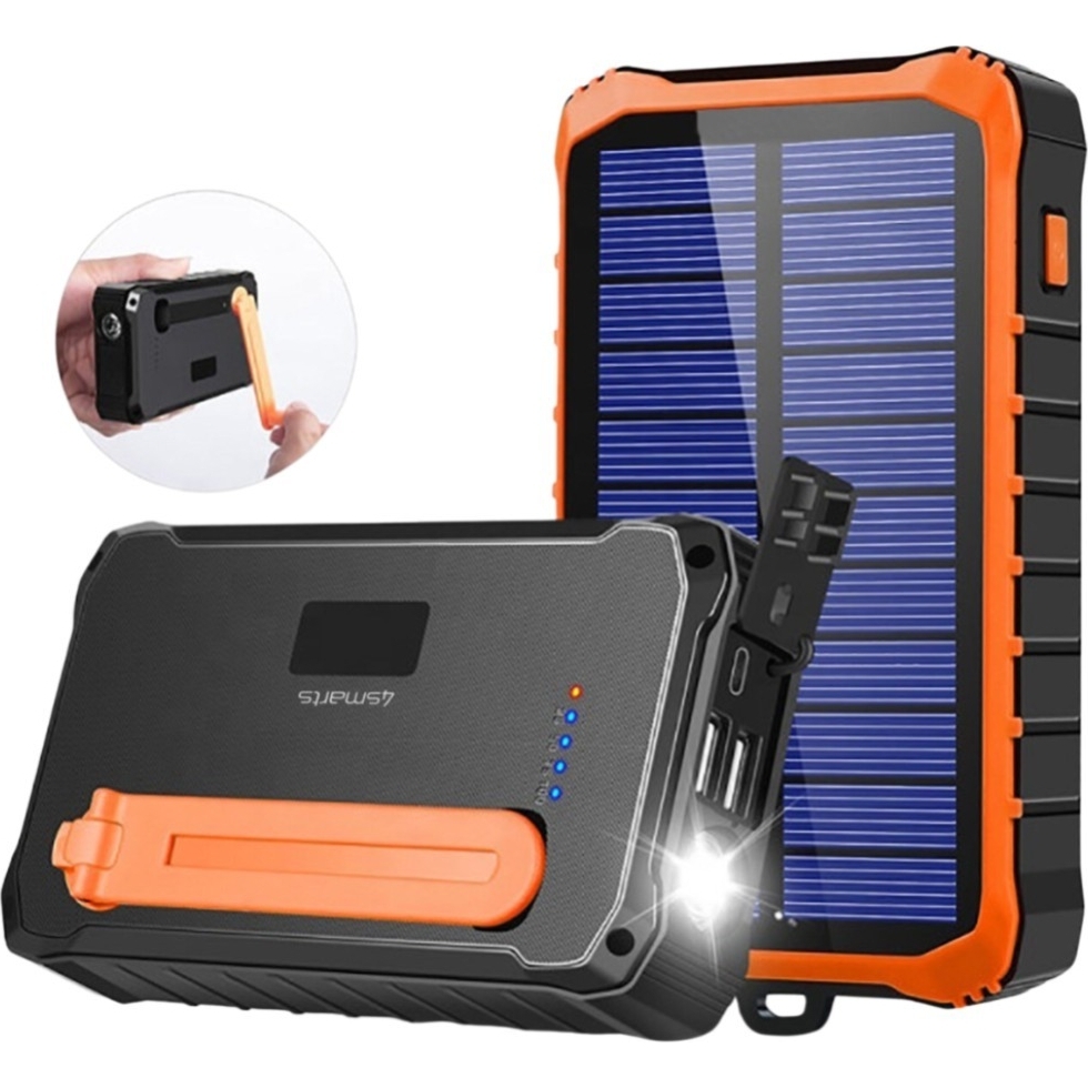 Powerbank solarny 4smarts Prepper, 2x USB-A, 12 000 mAh, IPX4, szary