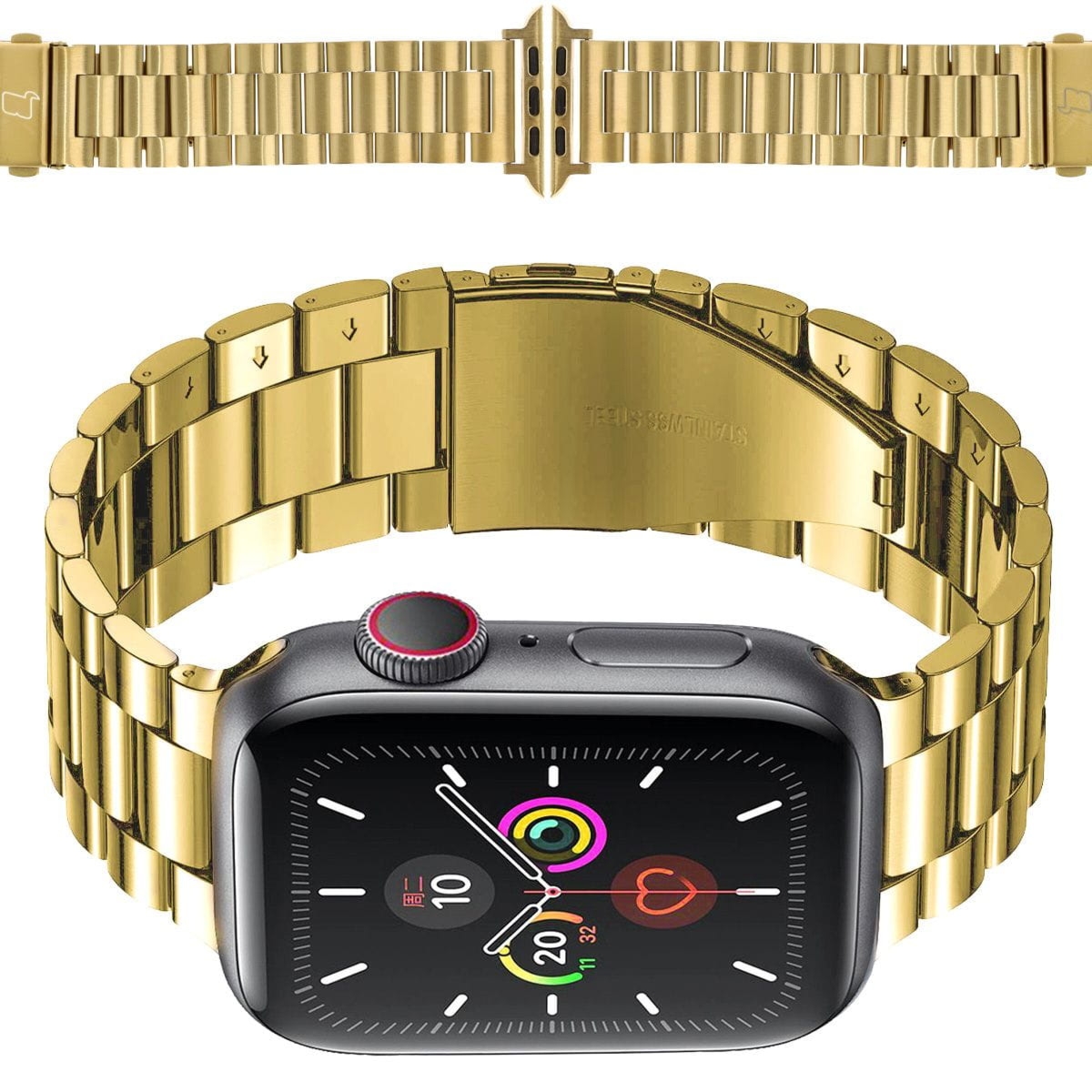Pasek ze stali nierdzewnej Bizon Strap Watch Aura do Apple Watch 44/45/46/49 mm, złoty