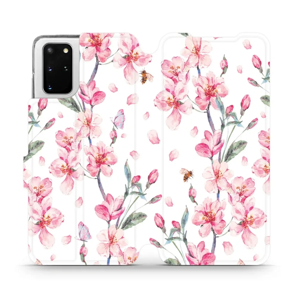 Etui z klapką do Galaxy S20 Plus, Mobiwear Book, różowa wiosna