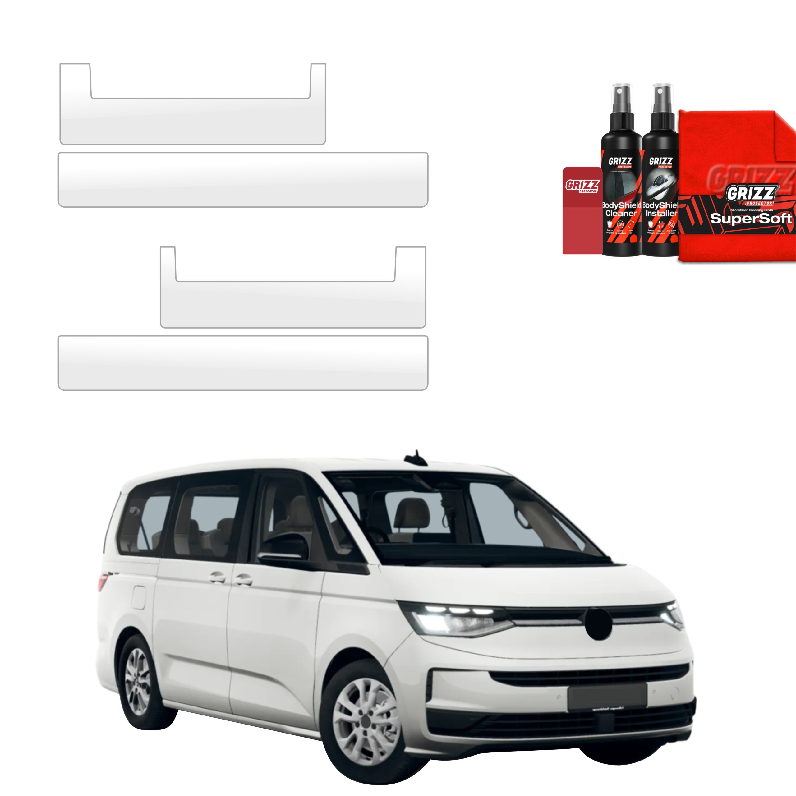 4w1 Bezbarwna folia ochronna Grizz Protector na progi Volkswagen Multivan T7 (2026)