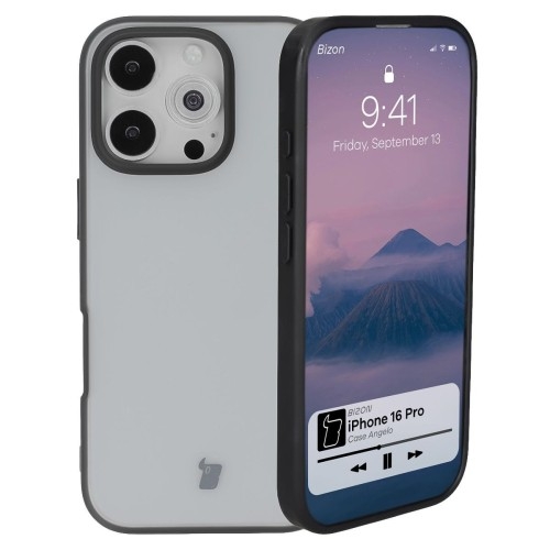 Image of Etui Bizon Case Angelo do iPhone 16 Pro, przydymione z czarną ramką