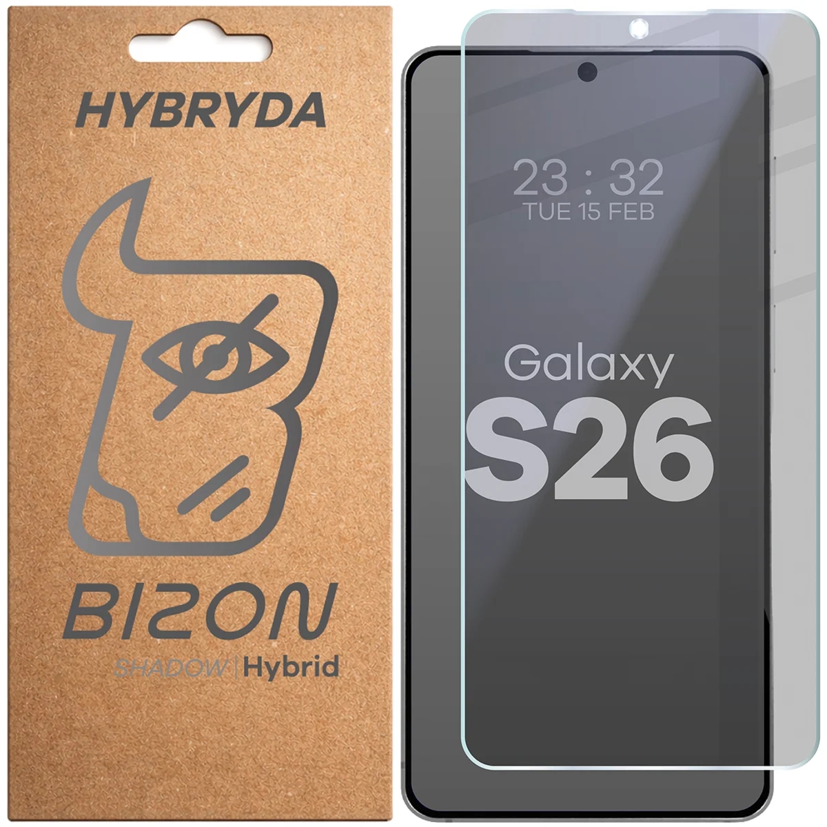 Prywatyzujące szkło hybrydowe Bizon Hybrid Shadow do Galaxy S26, matowe