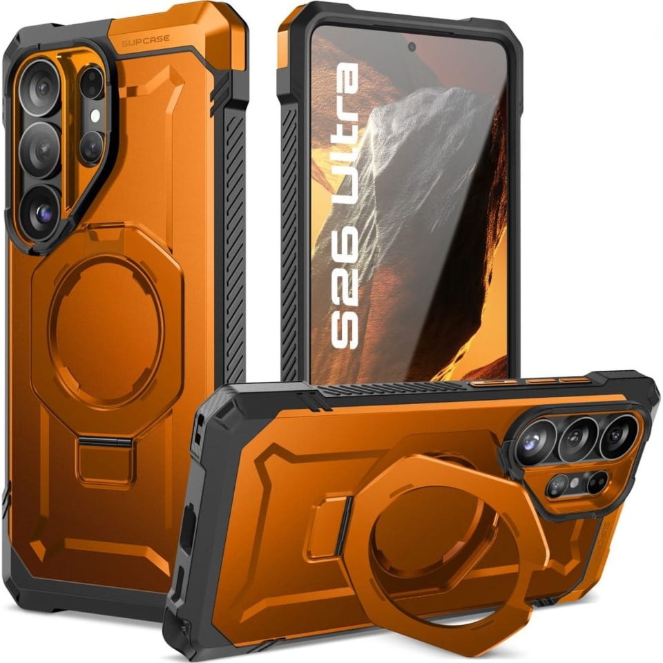 Etui pancerne Supcase UB Grip MagSafe do Galaxy S26 Ultra, pomarańczowo-szare