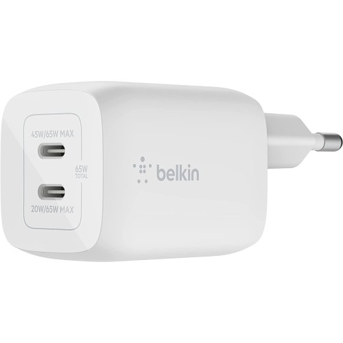 Image of Ładowarka sieciowa Belkin Boost Pro Wall Dual USB-C PD 3.0 PPS GaN 65W, biała