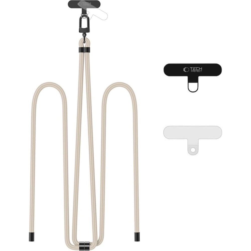 Smyczka na nadgarstek / ramię do telefonu Tech-Protect C7S Rope Wrist Strap, beżowa z czarnymi elementami