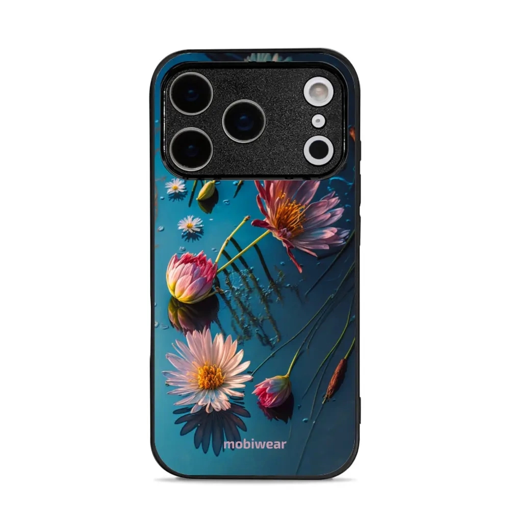Etui ochronne do iPhone 18 Pro, Mobiwear Glossy Case, niebiesko-kwieciste