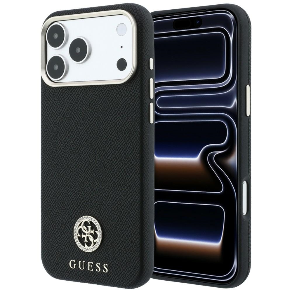 Etui Guess Grained Round Strass Logo do iPhone 18 Pro Max / 17 Pro Max do MagSafe, czarne