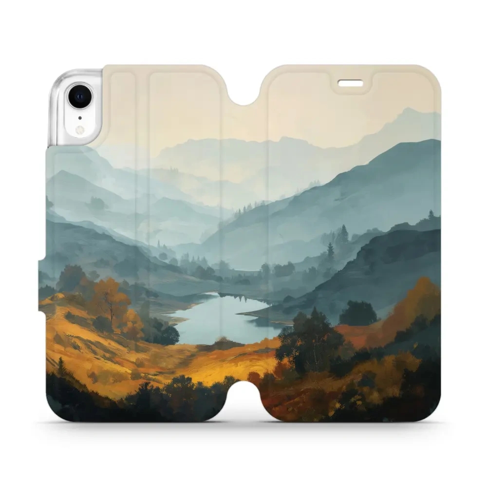 Etui z klapką do iPhone XR, Mobiwear Book, jezioro w dolinie