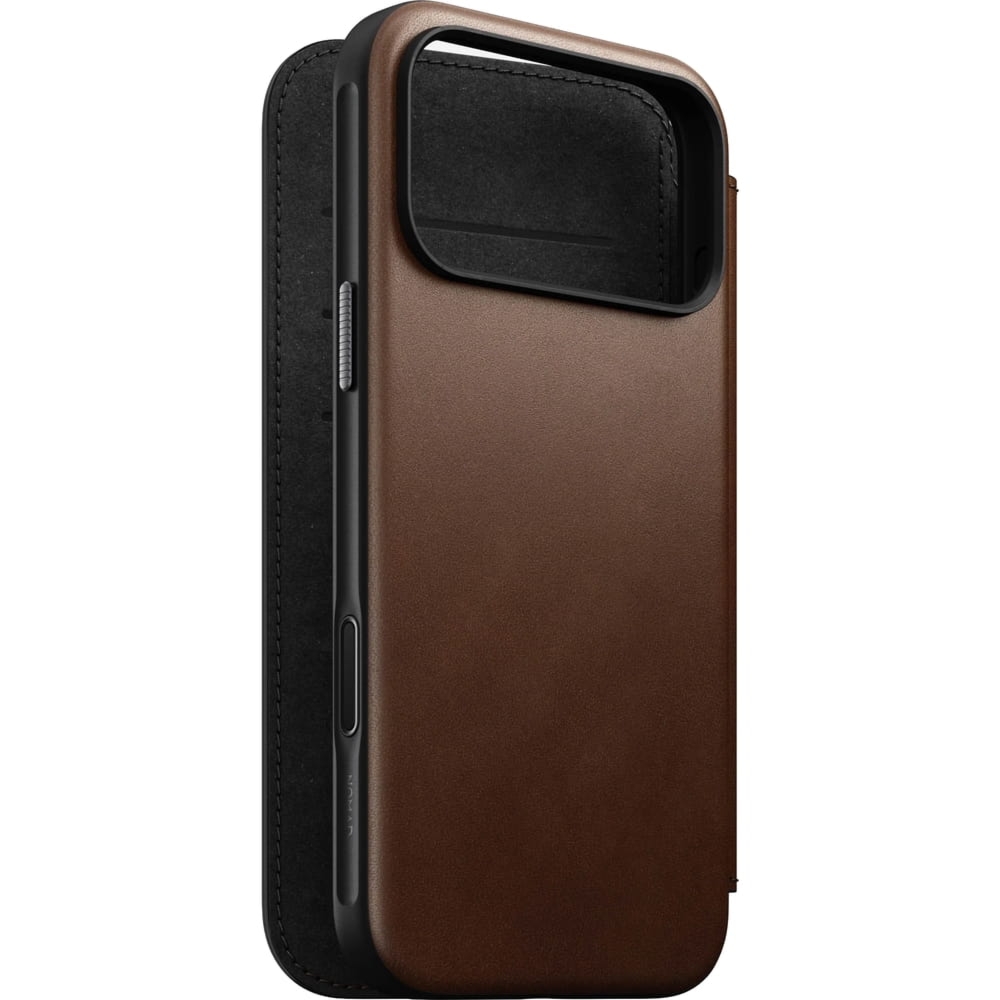Etui z klapką Nomad Modern Leather Folio do MagSafe, do iPhone 17 Pro Max, brązowe
