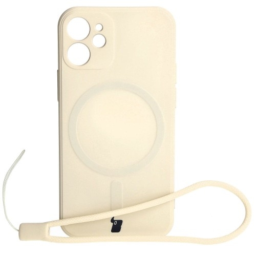 Image of Etui Bizon Case Silicone MagSafe Sq do Apple iPhone 12 Mini, beżowe