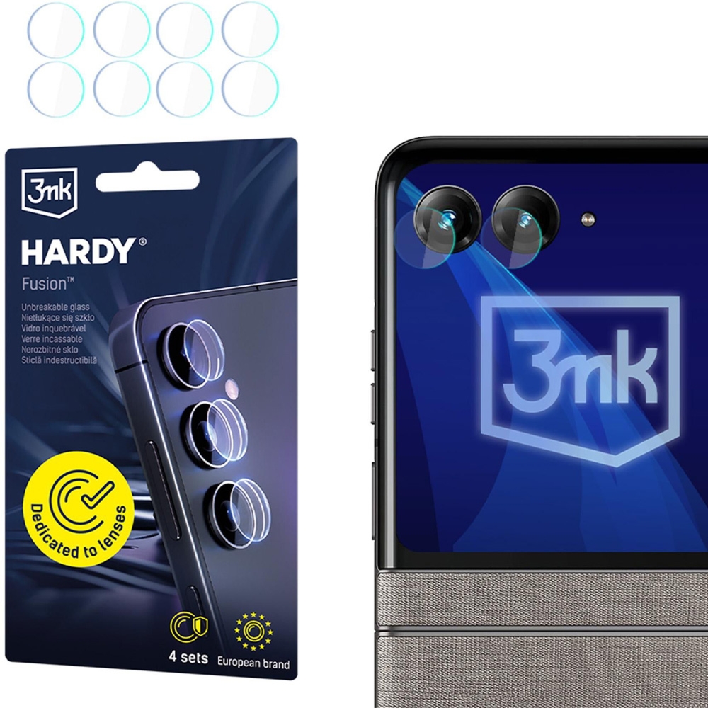 4x Szkło hybrydowe na soczewki aparatu, 3mk Hardy Fusion Lens Protection do Motorola Razr 70 Plus / 70 Ultra