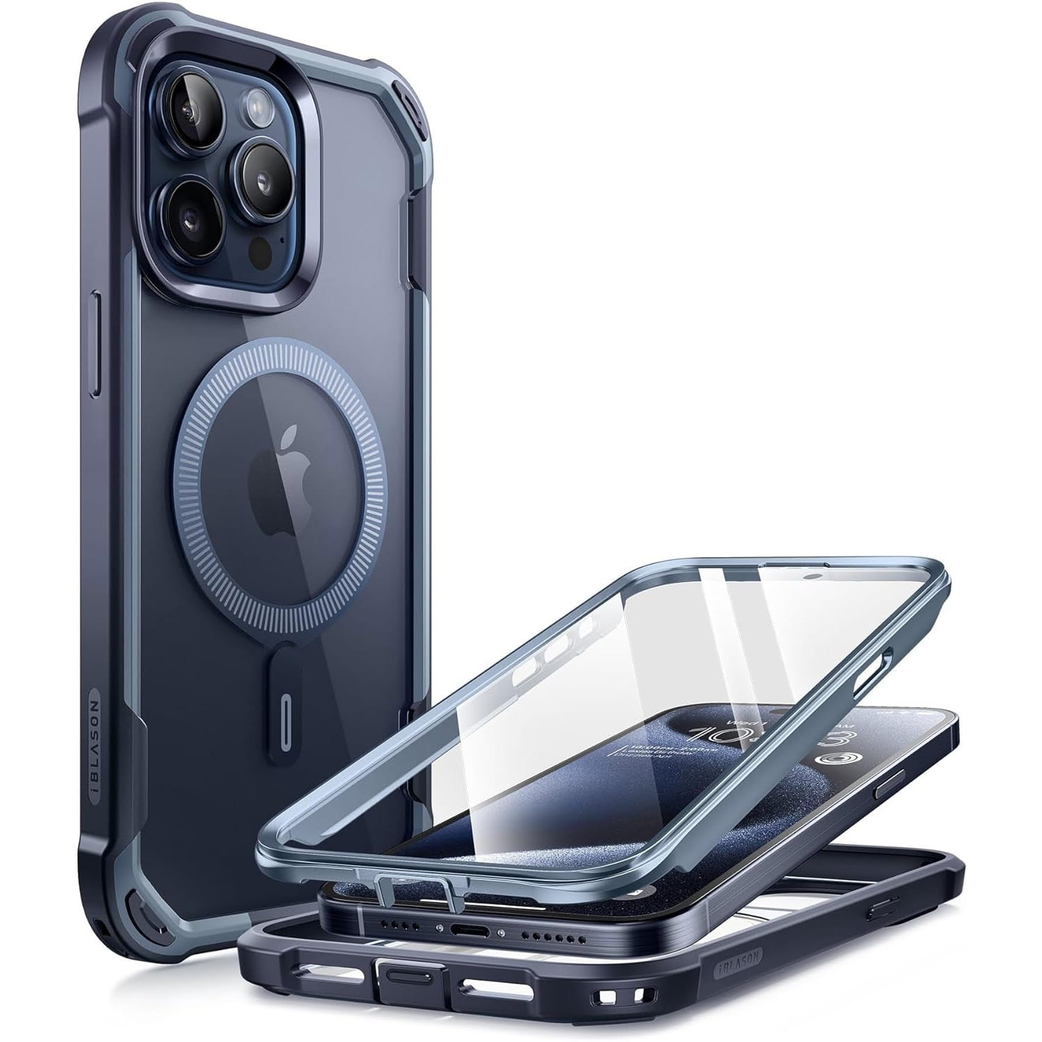 Image of Etui pancerne Supcase i-Blason Ares Mag SP z MagSafe do iPhone 15 Pro Max, granatowe