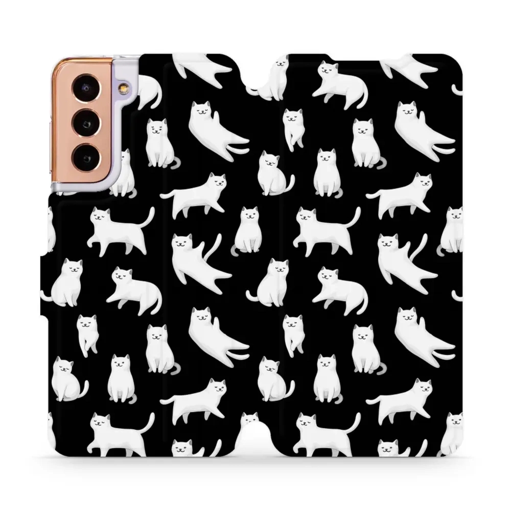 Etui z klapką do Galaxy S21, Mobiwear Book, kotki luna
