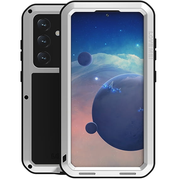 Image of OUTLET: Etui pancerne + szkło LOVE MEI Powerful do Galaxy S24, srebrne
