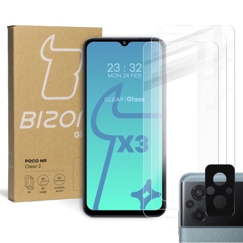 Image of 3x Szkło + szybka na aparat BIZON Clear 2 do Xiaomi Poco M5