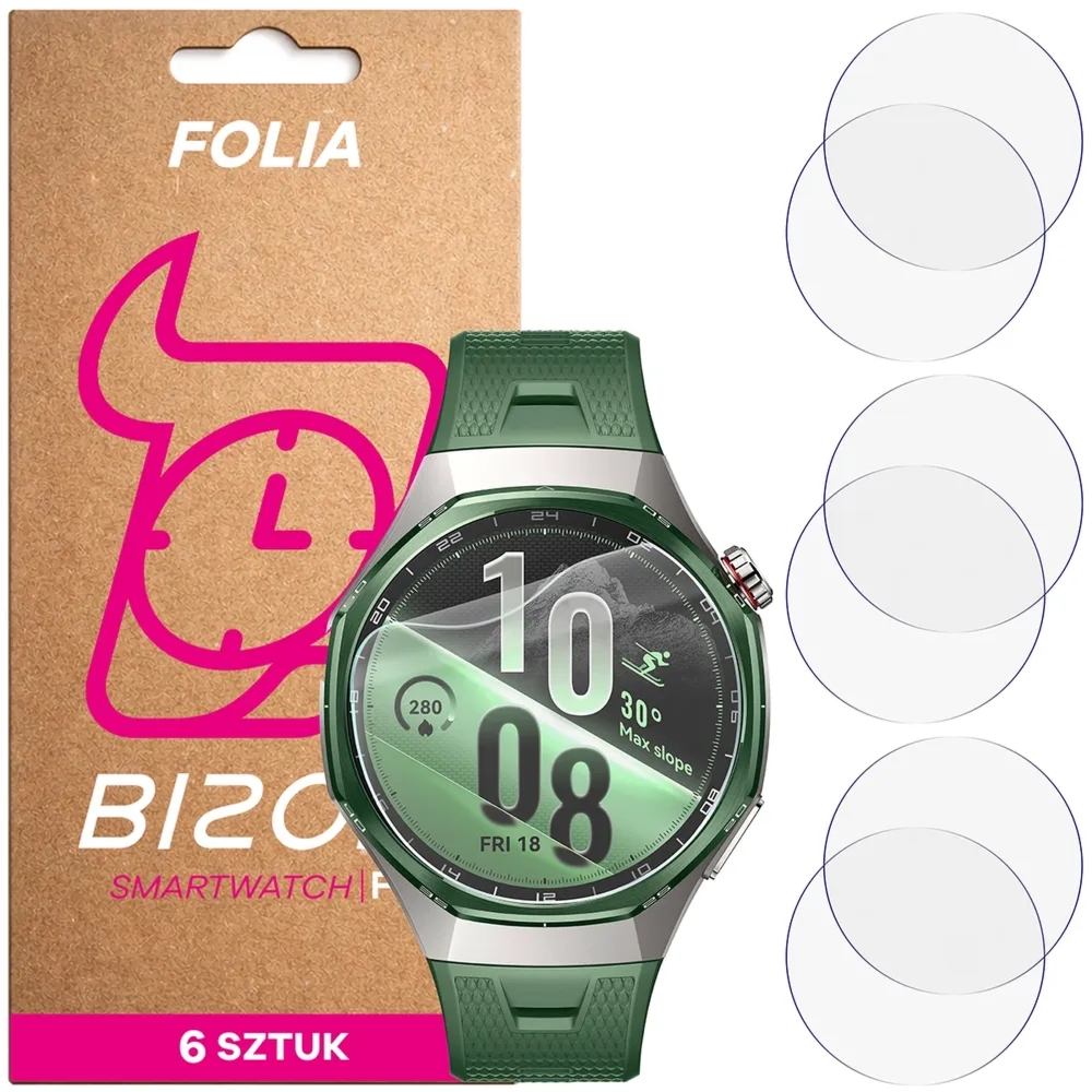 Folia ochronna na ekran zegarka Bizon Watch Film HydroFlex do Huawei Watch GT 7 Pro 46 mm, 6 sztuk