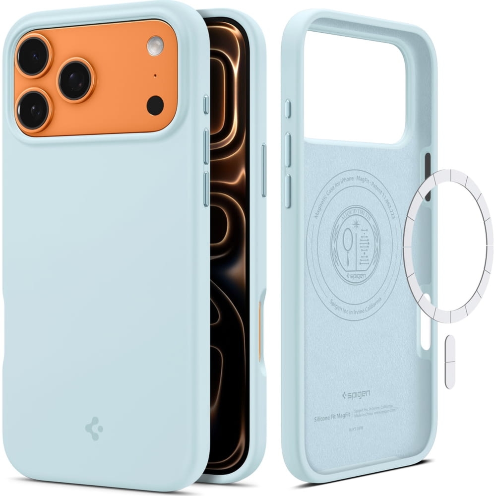 Etui Spigen Silicone Fit Mag do MagSafe do iPhone 17 Pro Max, błękitne