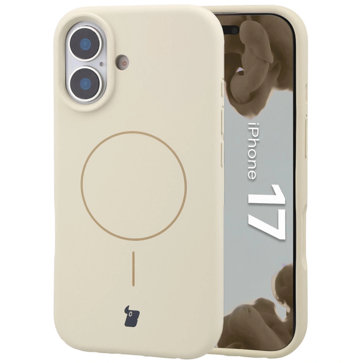 Silikonowe etui z pierścieniem magnetycznym Bizon Soft Case Magnetic do iPhone 17,  écru