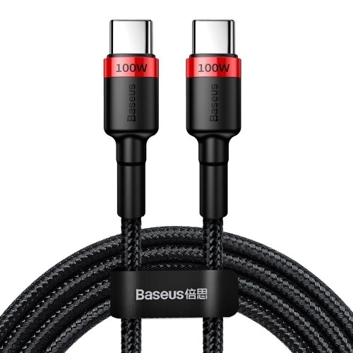 Image of Kabel Baseus Cafule 100W 5A USB-C do USB-C 2m, czarno-czerwony