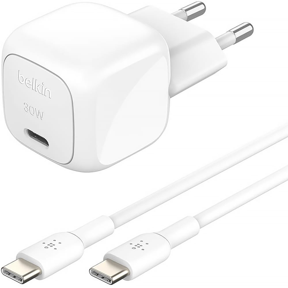 Image of Ładowarka sieciowa Belkin Boost Compact USB-C PD 3.1 30W + kabel USB-C 1m, biała